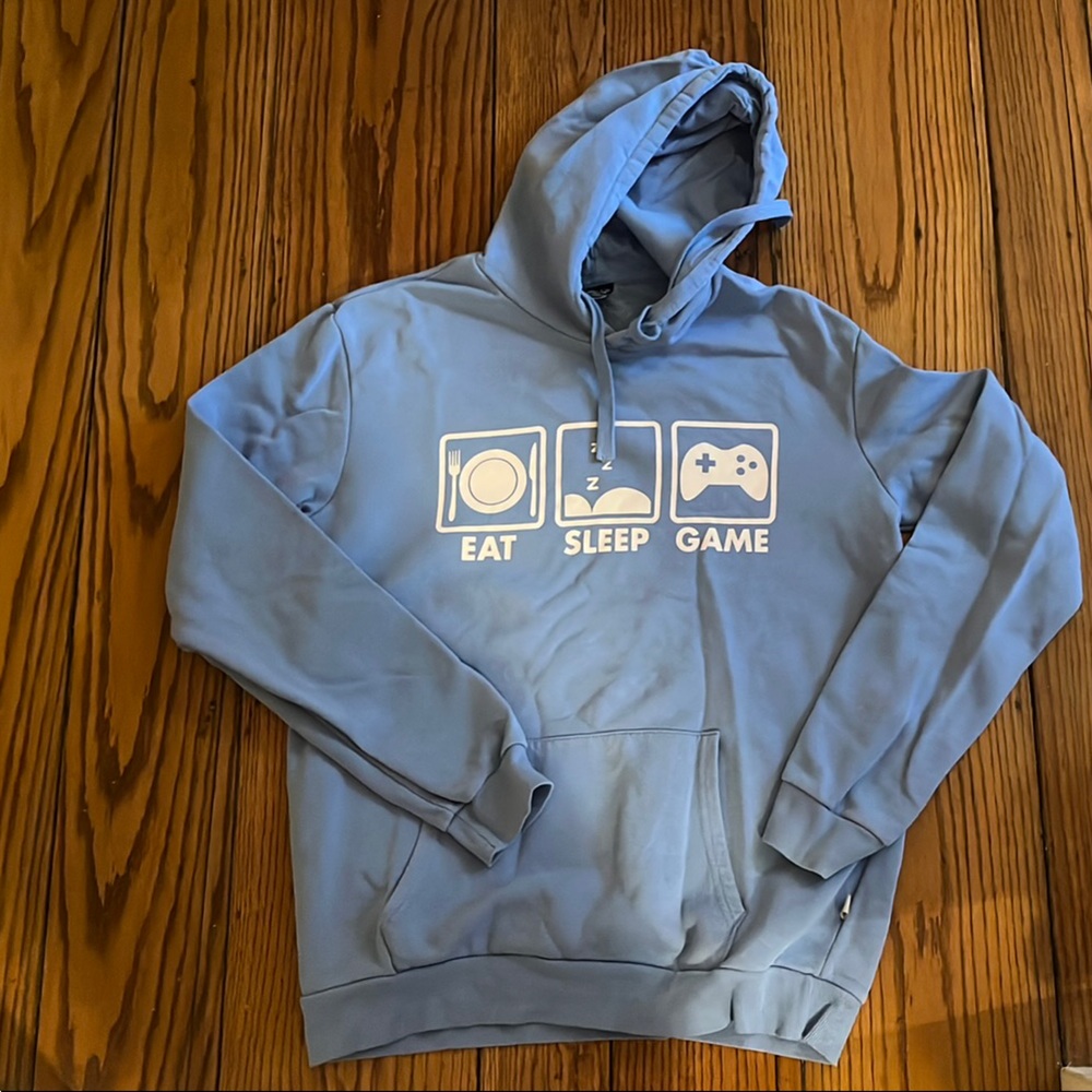 Light Blue Eat Sleep Game Graphic Hoodie